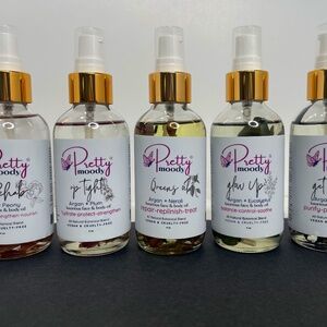 ARGAN + BOTANICALS ALL NATURAL, SKIN CARE OILS IN PEONY, NEROLI, EUCALYPTUS, ETC
